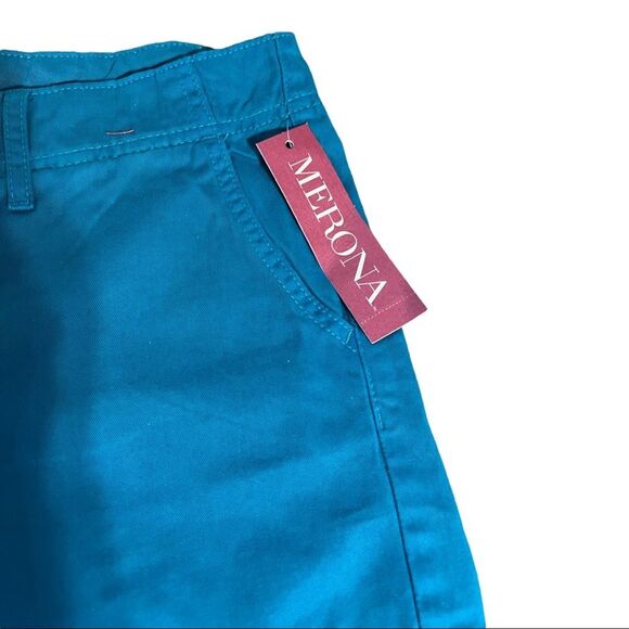 NWT Merona Sz 4 Women's Chino Shorts turquoise color - Picture 5 of 8
